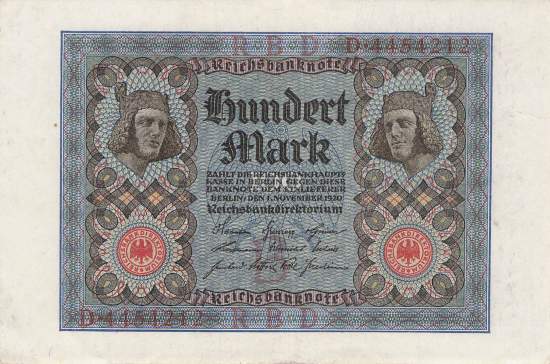 100 Mark 1920 ro.67a B/D